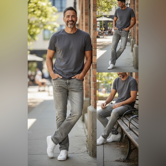 Tc & Co Los Angeles Men's Gray Straight Jeans - Picture 2 of 10